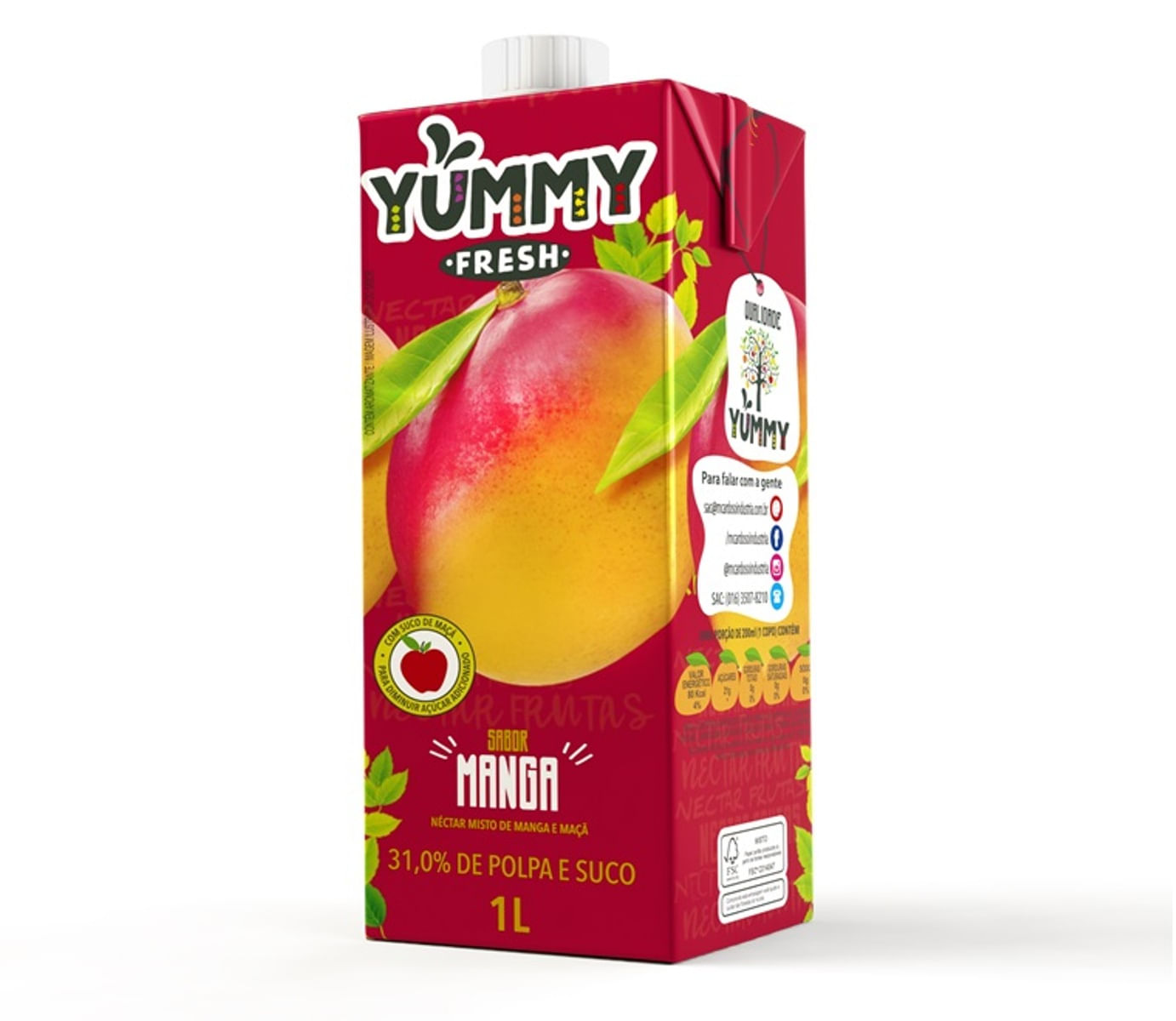 Suco Néctar Misto de Manga e Maça Yummy Fresh 1L