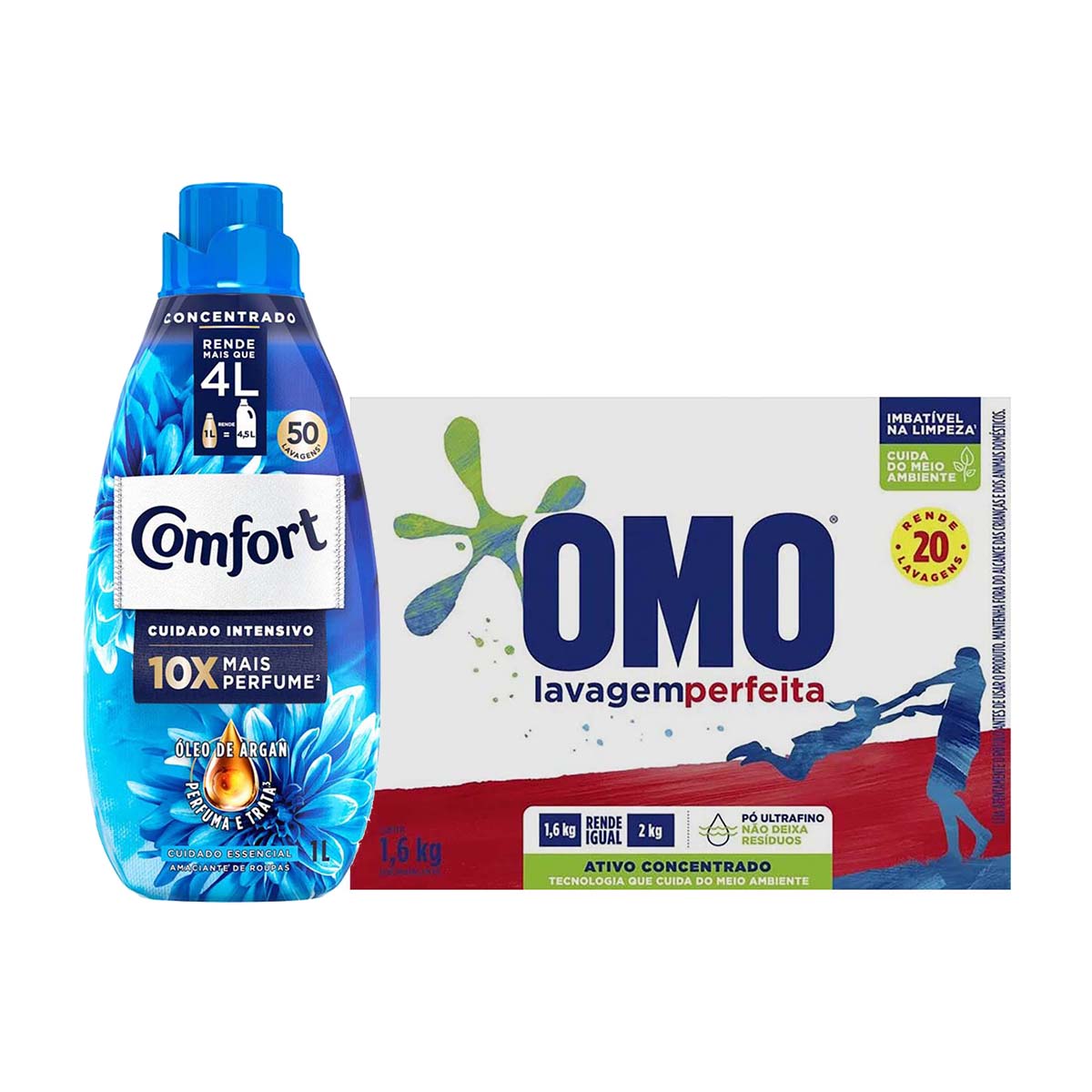 Kit Sabão em Pó Omo Lavagem Perfeita 1,6Kg + Amaciante Comfort Concentrado Original 1 Litro