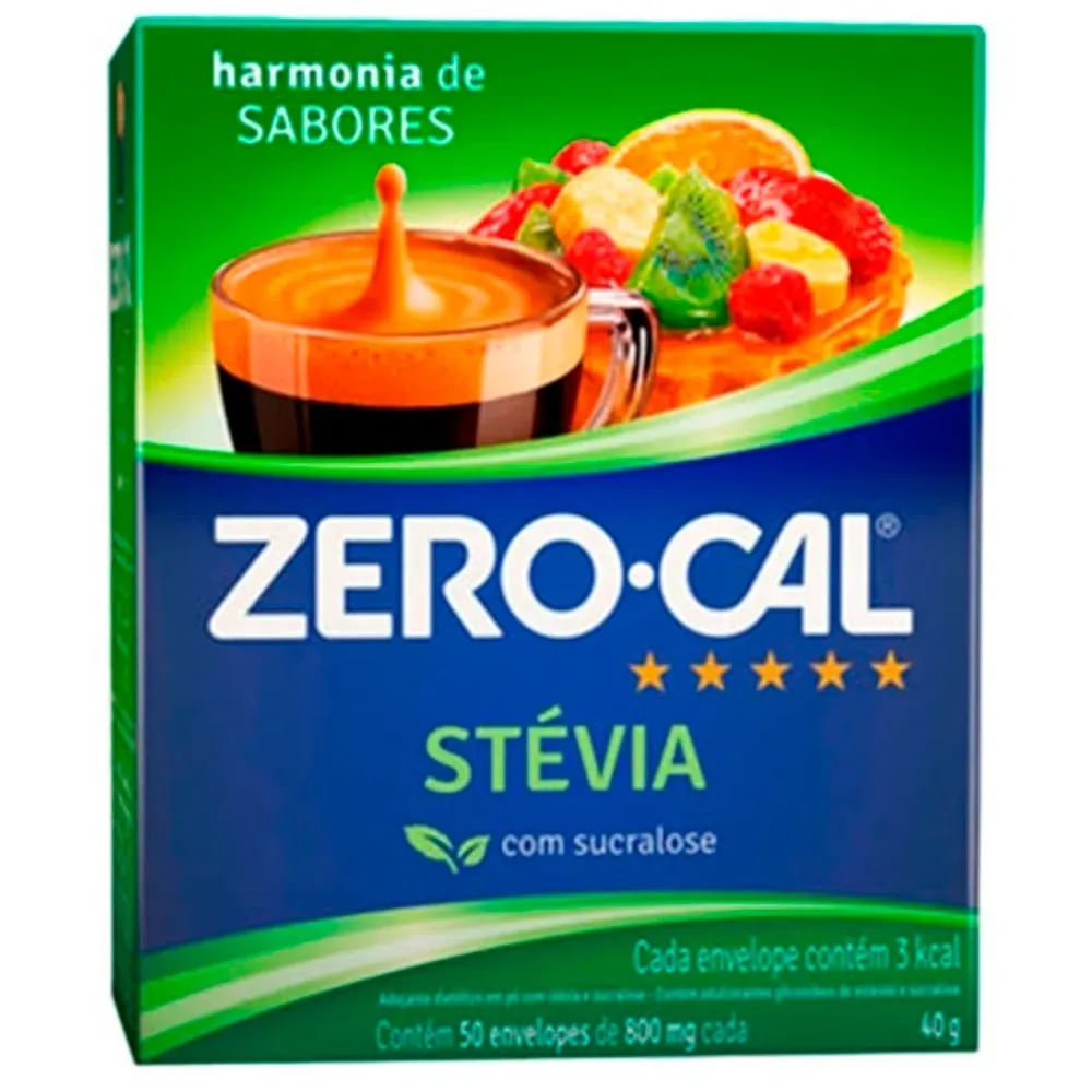 Adoçante em Pó de Stévia e Sucralose com 50 Unidades Zero Cal Harmonia de Sabores