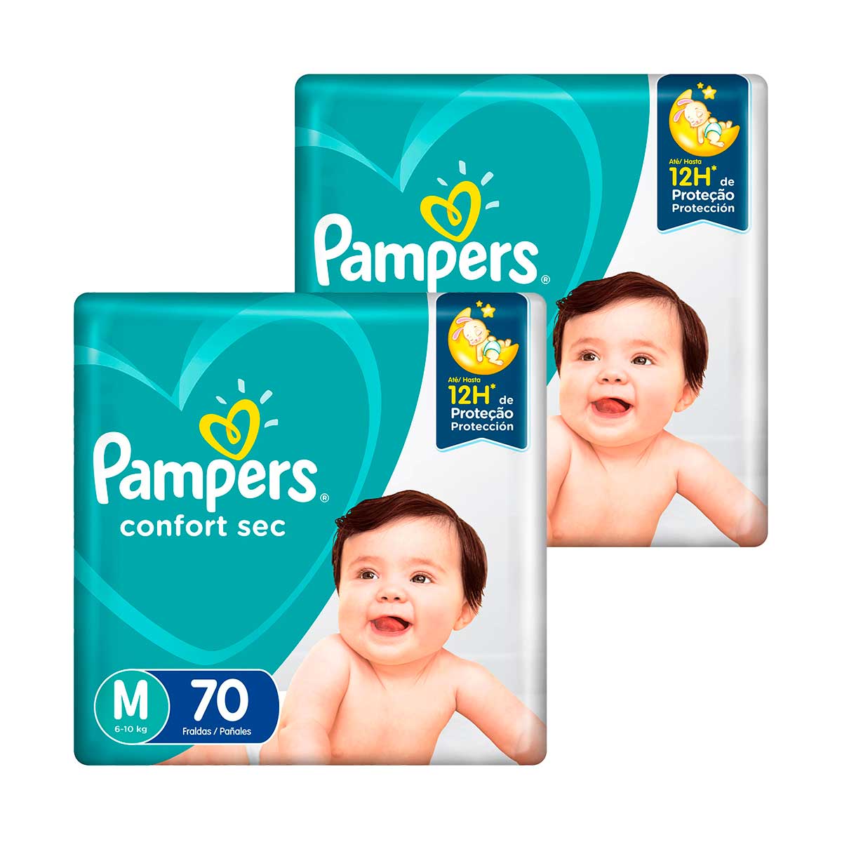 Kit de Fraldas Pampers M Confort Sec Super - 140 Unidades