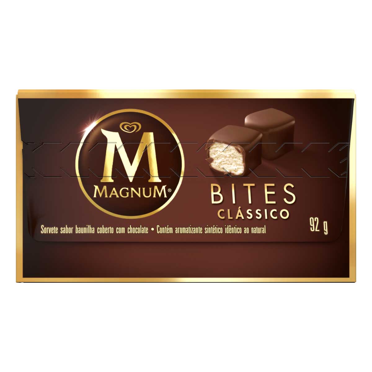 Sorvete Clássico Cobertura Chocolate Magnum Bites Caixa 92 g