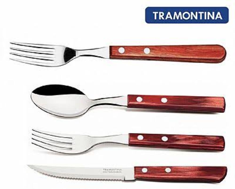 Talher Avulso Misto de inox e madeira polywood Tramontina