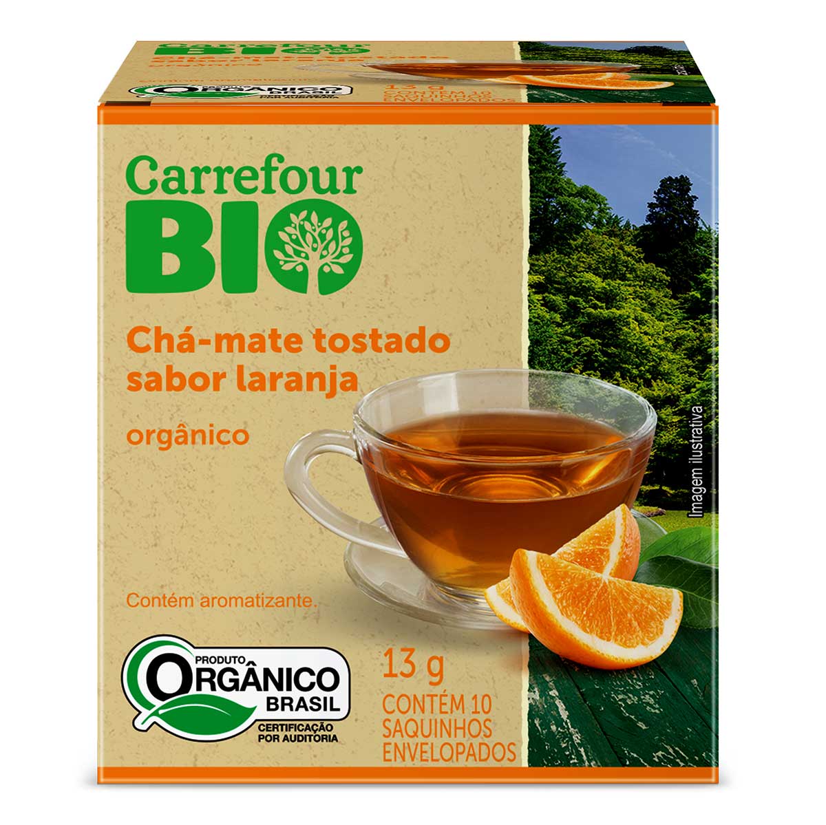 Chá Orgânico Mate Tostado Laranja Carrefour Bio 10 Sachês