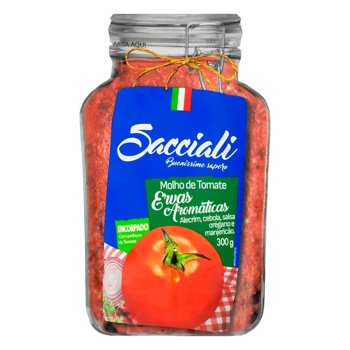 Molho de Tomate Encorpado com Ervas Aromáticas Sacciali Sachê 300 g