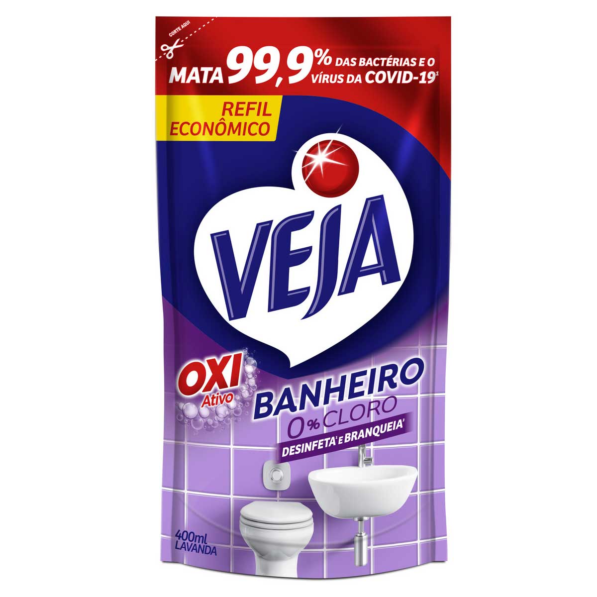 Limpador de Banheiro Antibac Veja Lavanda 400ml Refil Econômico