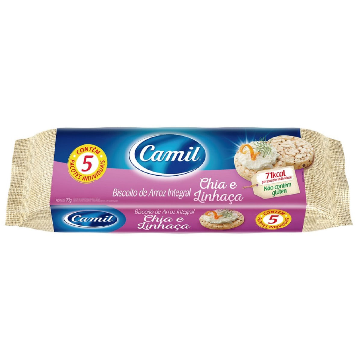 Biscoito de Arroz Integral Chia e Linhaça Camil 90g