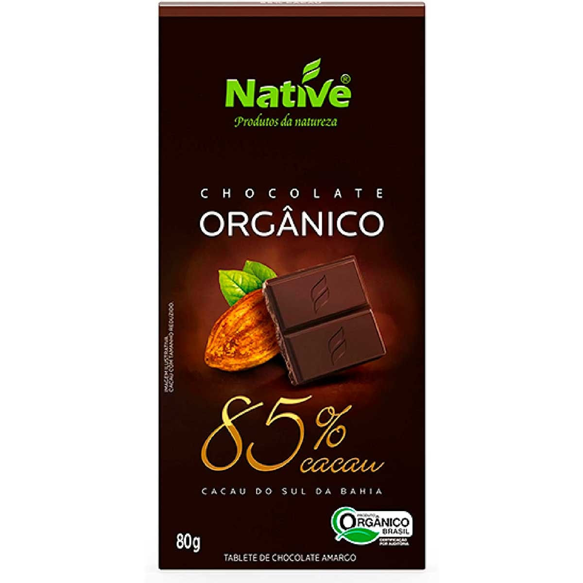 Chocolate Amargo 85% Cacau Orgânico Native 80g