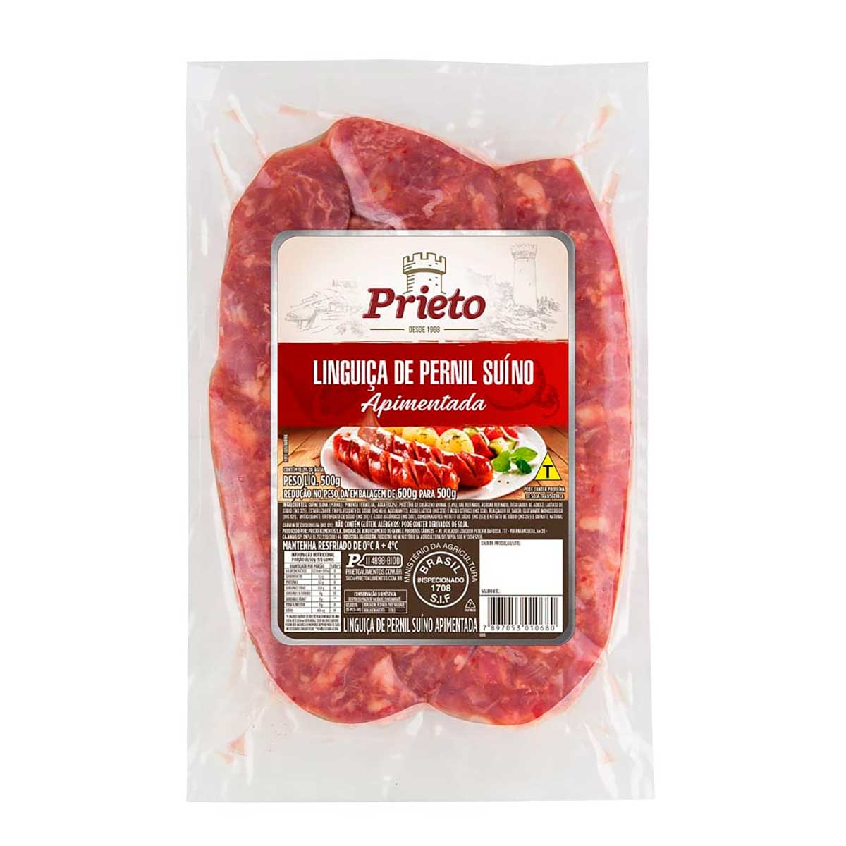 Linguiça Fininha de Pernil Apimentado Prieto 500 g