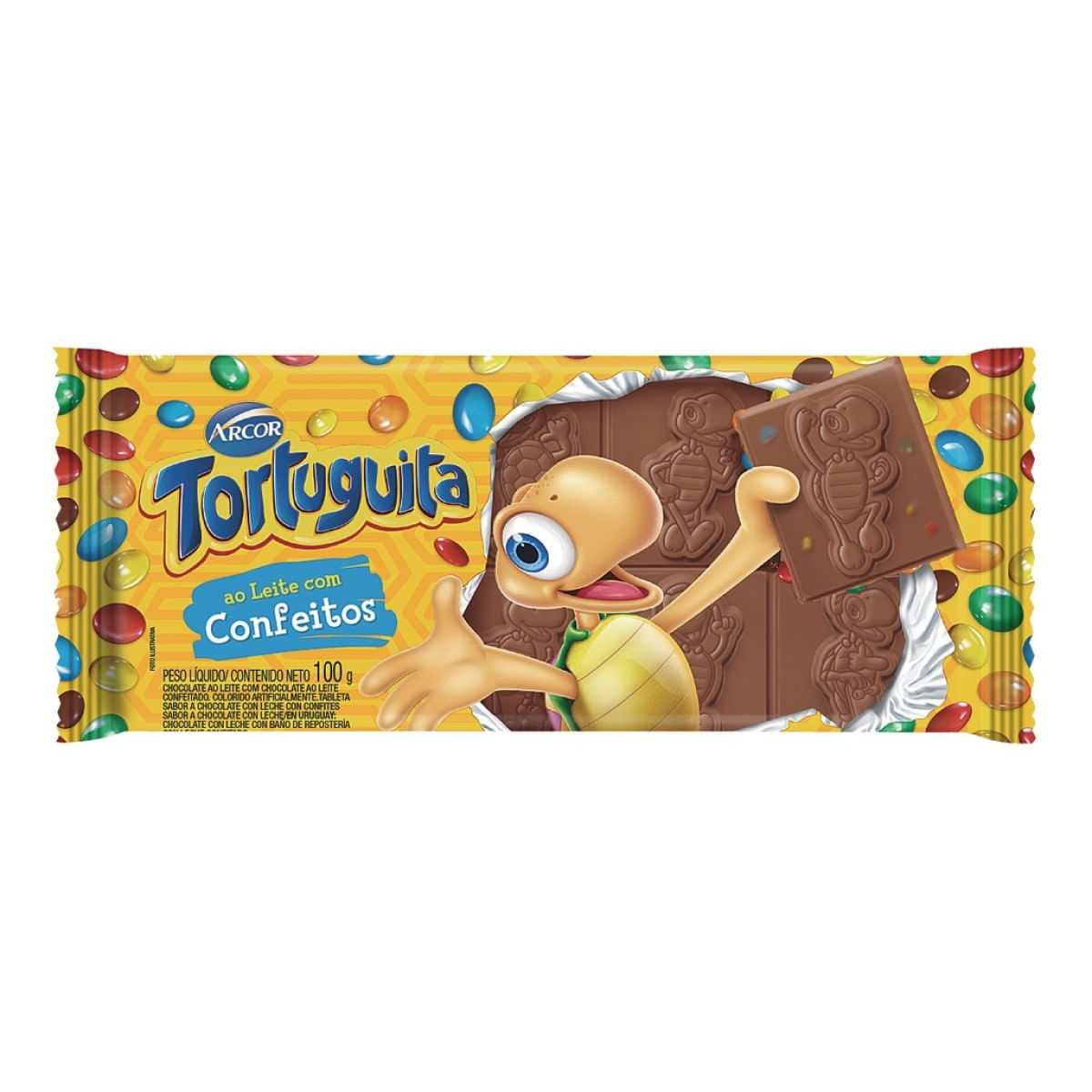 Chocolate ao Leite com Confeitos Arcor Tortuguita 100 g | Carrefour