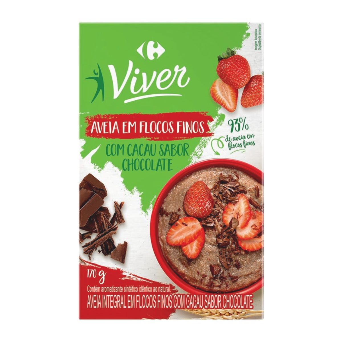 Aveia em Flocos Finos Integral Chocolate Carrefour Viver 170 g