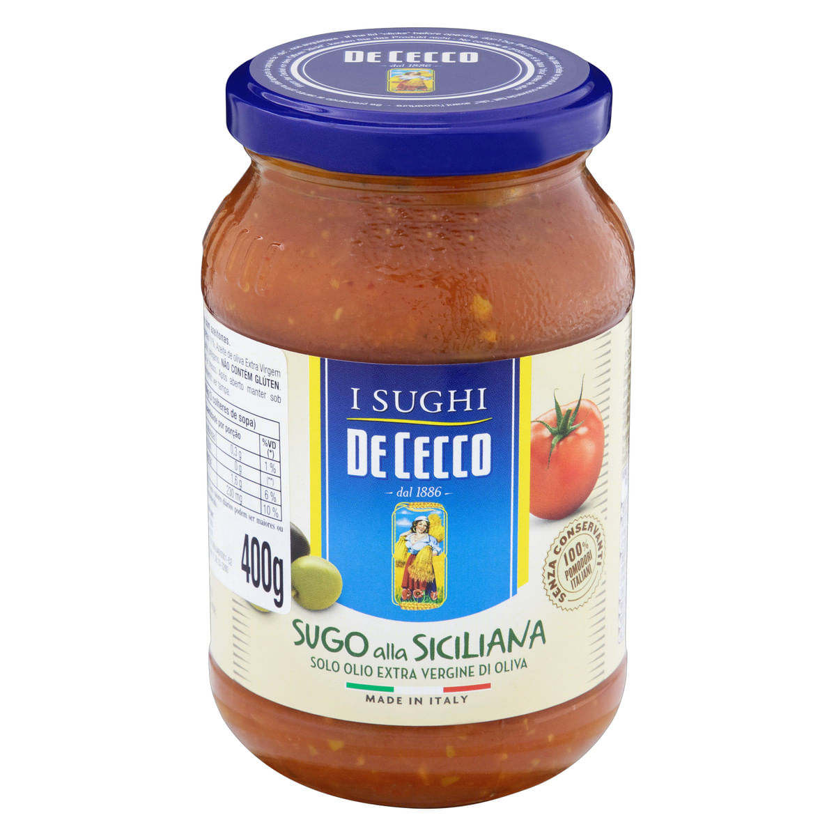 Molho de Tomate De Cecco com Azeitona Vidro 400 g