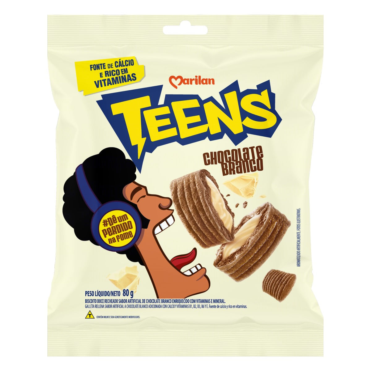 Biscoito Recheio Chocolate Branco Marilan Teens 80 g