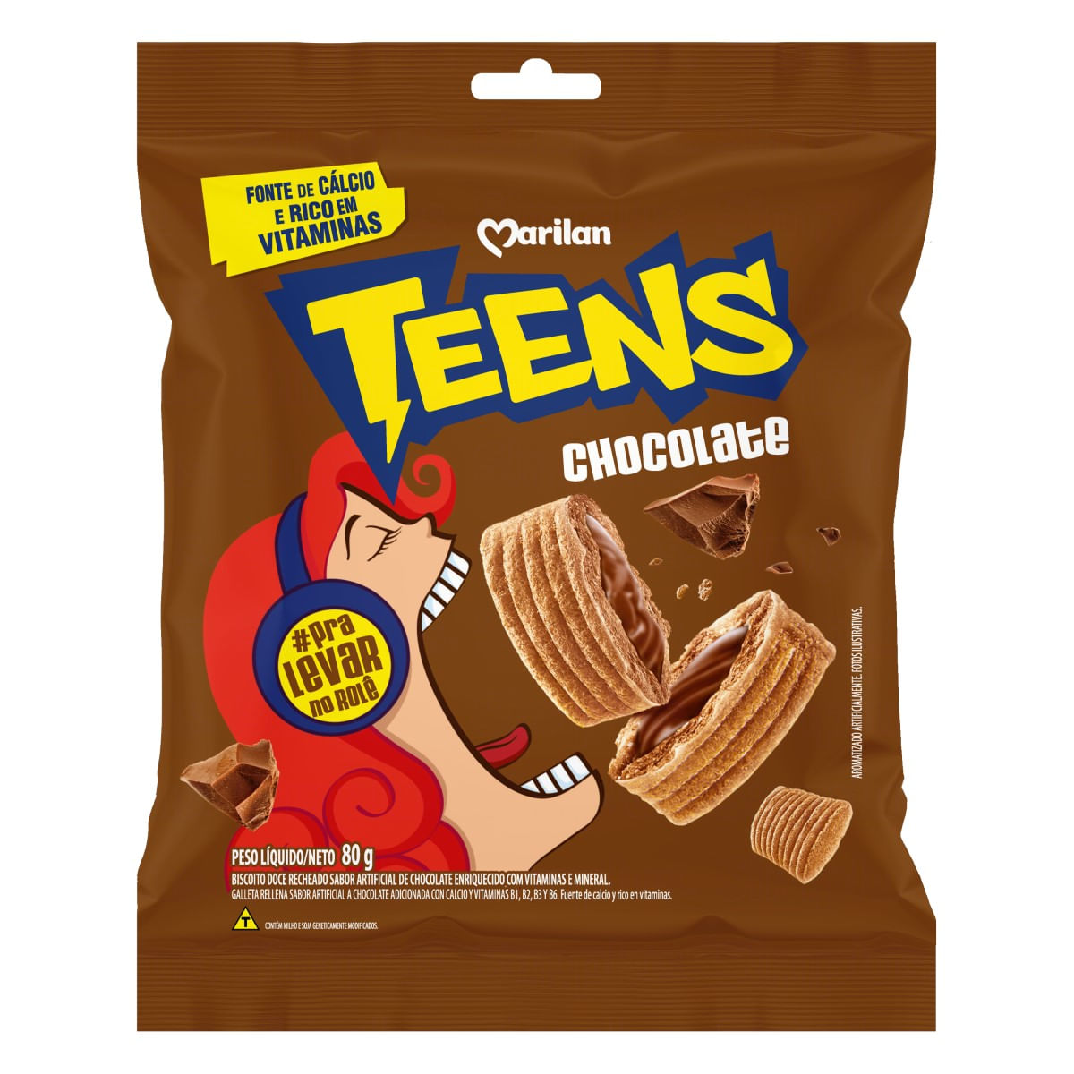 Biscoito Recheio Chocolate Marilan Teens 80 g