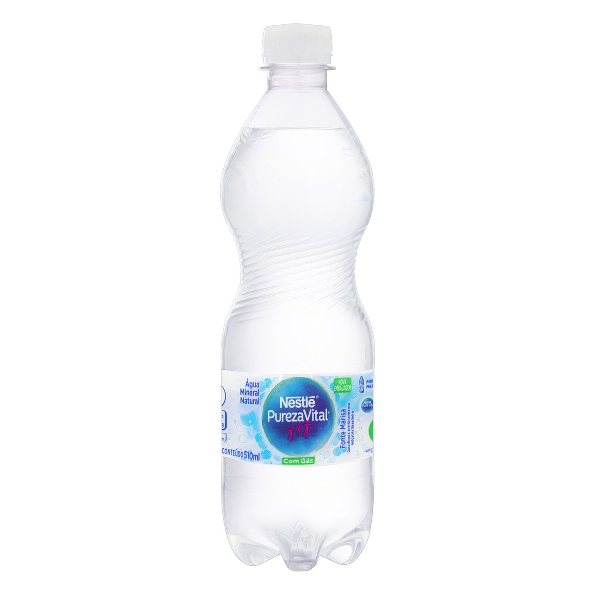 Água Mineral Natural com Gás Pureza Vital Garrafa 510 ml