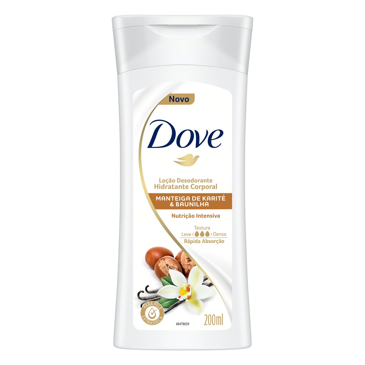 Loção Desodorante Hidratante Corporal Nutrição Intensiva Manteiga de Karité & Baunilha Dove Frasco 200 ml