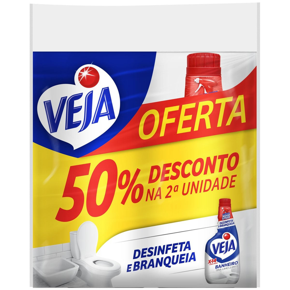 Limpador Tira Limo Veja X14 para Banheiro 500ml 2 unidades com 50% de desconto na 2ª