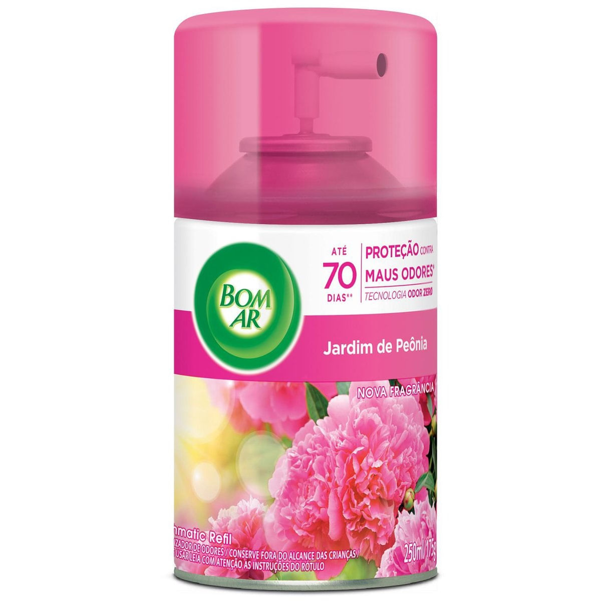 Aromatizador de Ambiente Bom Ar Automático Aerossol Freshmatic Jardim de Peônia Refil 250ml