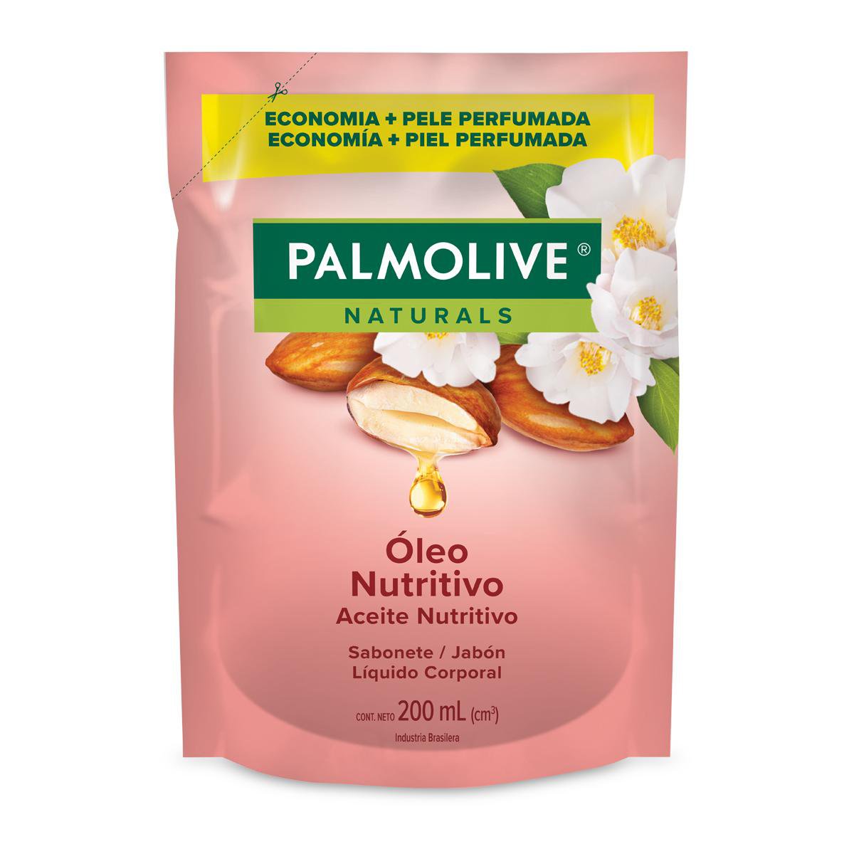 Sabonete Líquido Óleo Nutritivo Camélia & Óleo de Amêndoas Palmolive Naturals Sachê 200ml Refil