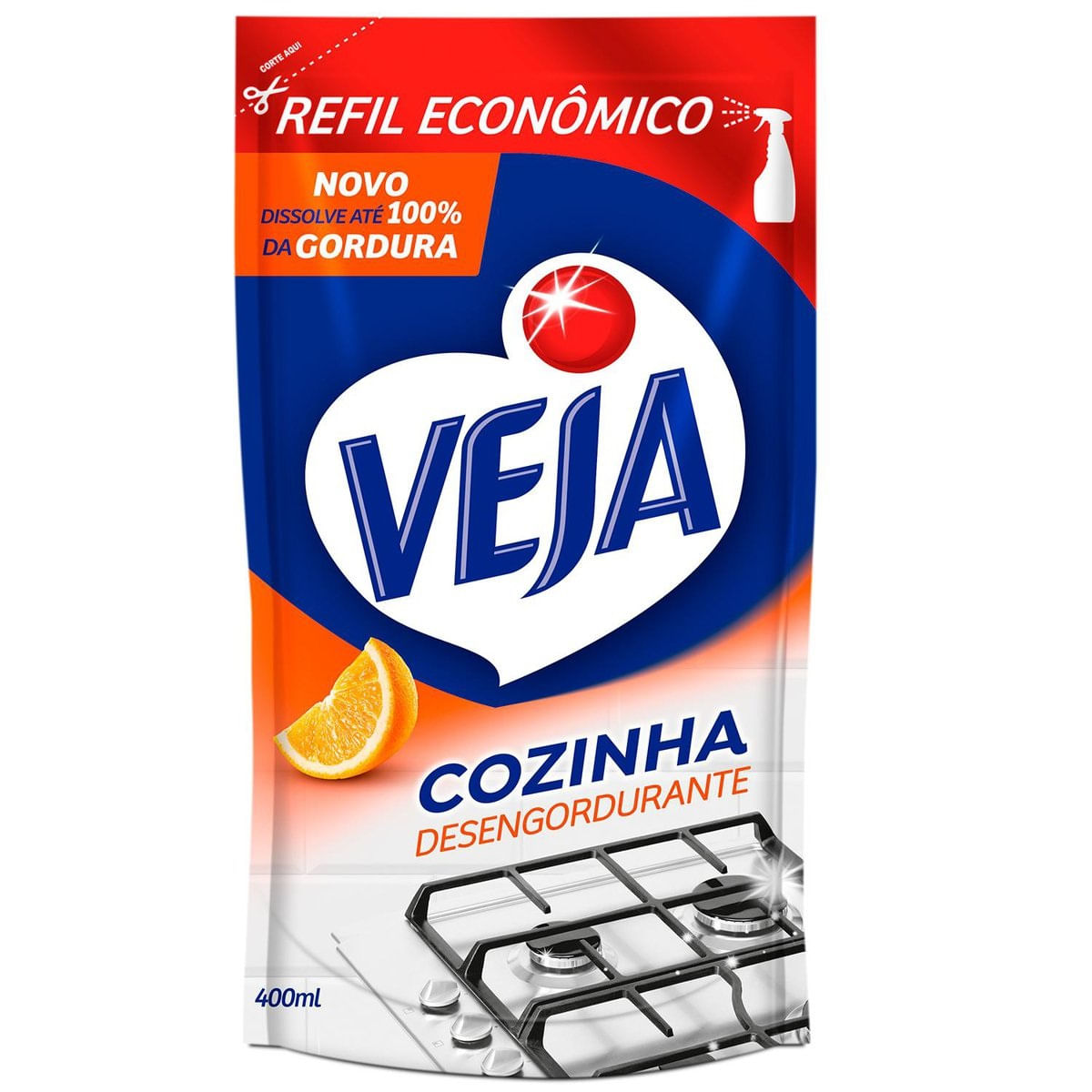 Desengordurante Veja Cozinha Laranja Refil Econômico 400ml