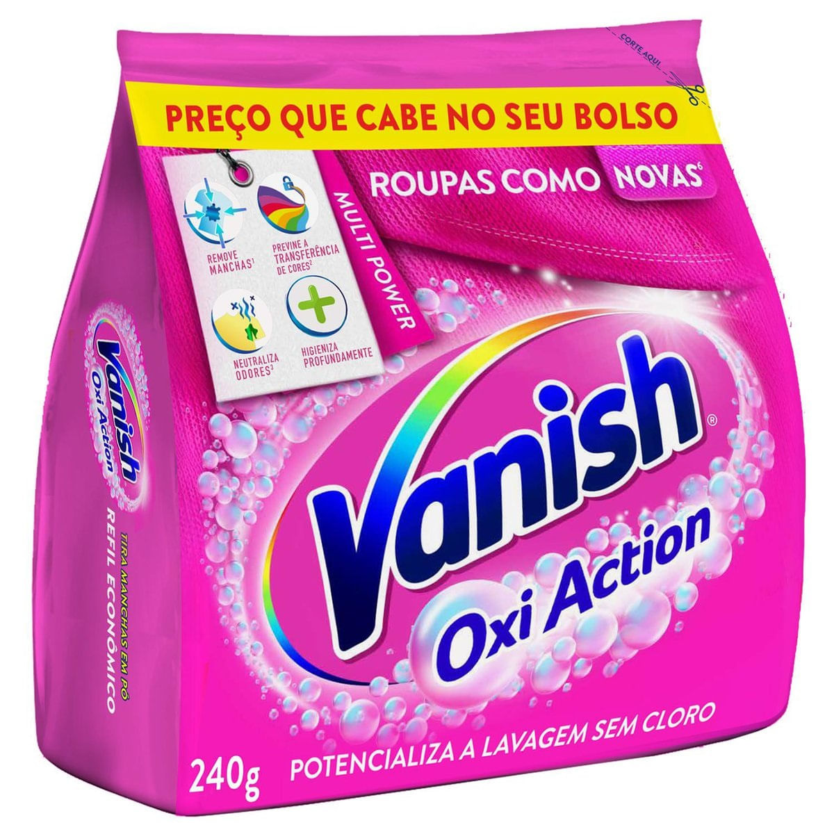 Tira Manchas em Pó Vanish Oxi Action para roupas coloridas 240g