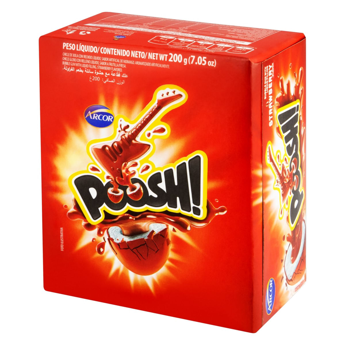 Chiclete Morango Poosh Caixa 200 g