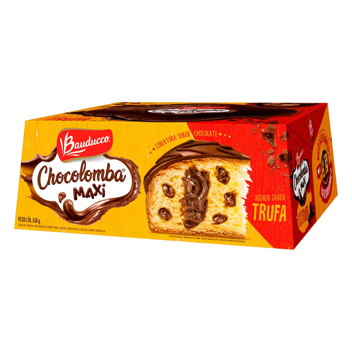 Bolo de Páscoa Recheio Trufa Cobertura Chocolate Bauducco Chocolomba Maxi  Caixa 650 g