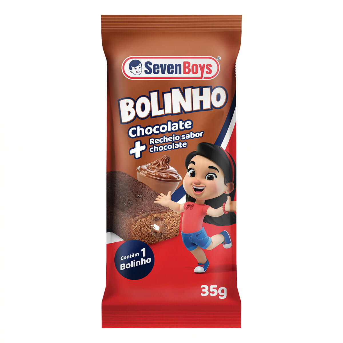 Bolinho Chocolate Recheio Chocolate Seven Boys Pacote 35 g