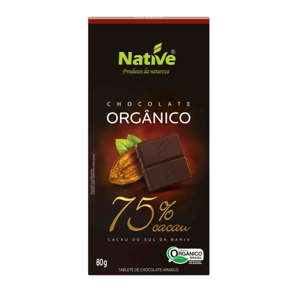 Chocolate Orgânico Amargo 75% Cacau Native 80 g