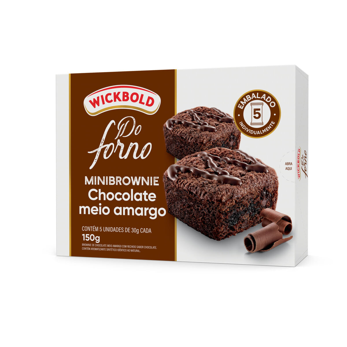 Pack Minibrownie Chocolate Meio Amargo Recheio Chocolate Wickbold Do Forno 150 g 5 Unidades