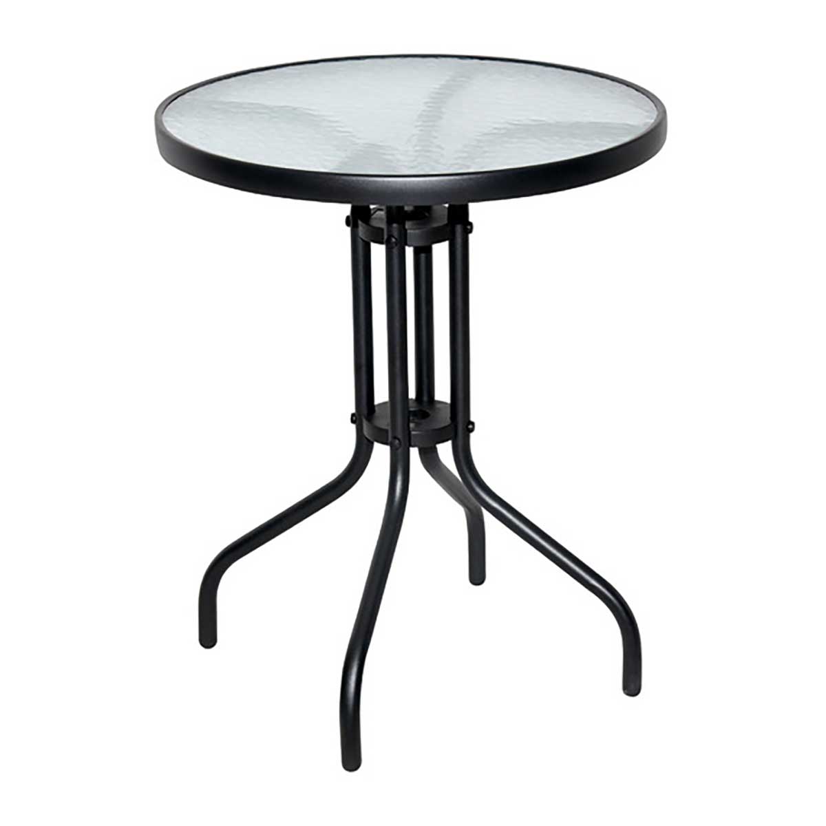 Mesa Redonda Carrefour 60cm em Aço e Vidro Preta