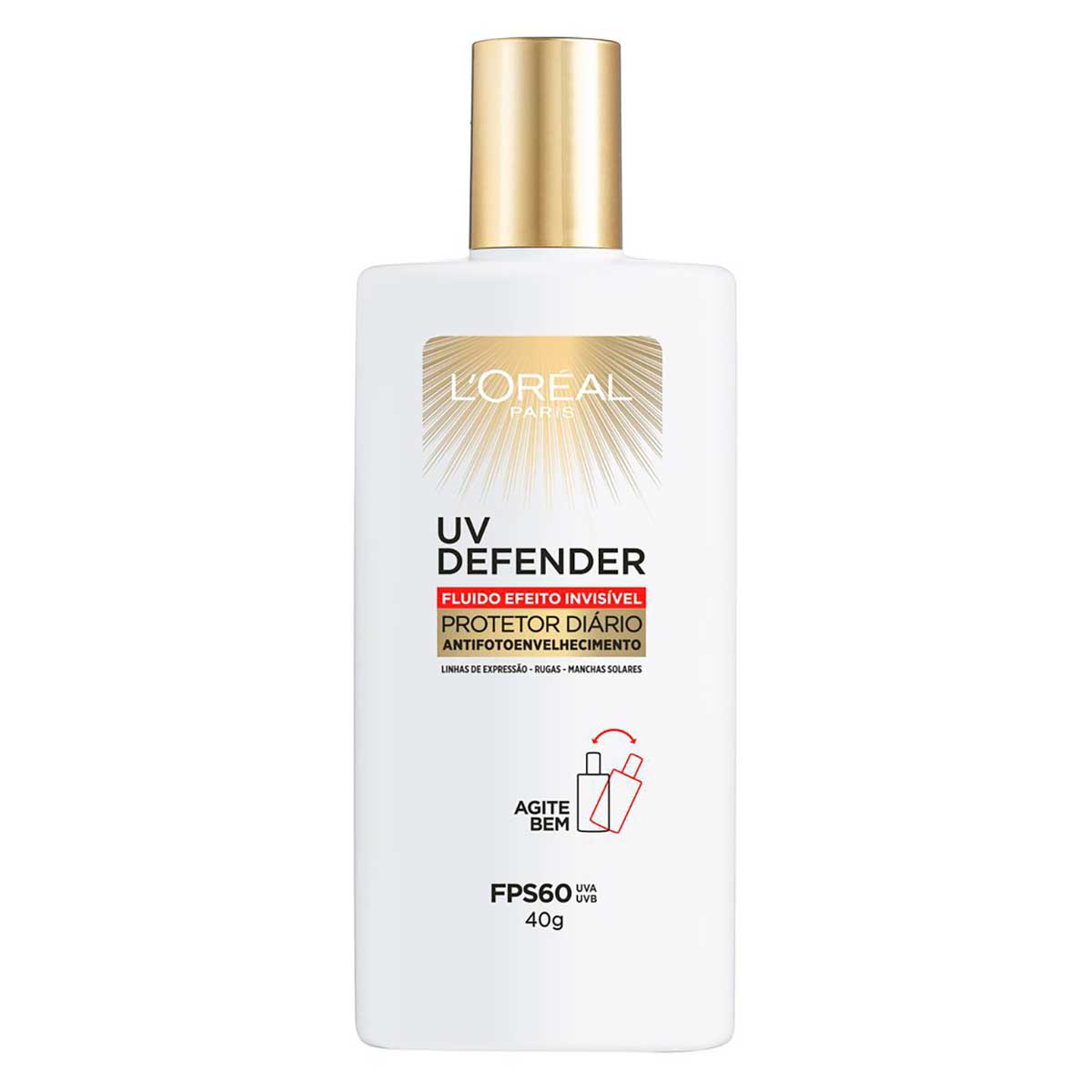 Protetor Solar Facial FPS60 L'Oréal Paris UV Defender Fluído 40g