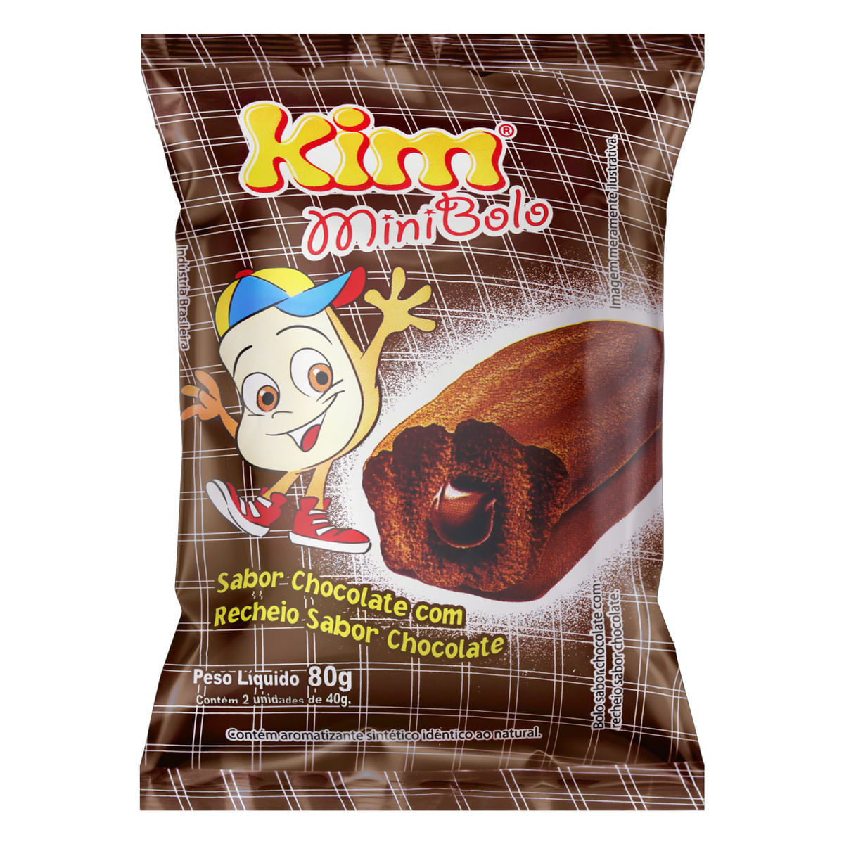 Minibolo Chocolate Recheio Chocolate Kim Pacote 80 g 2 Unidades