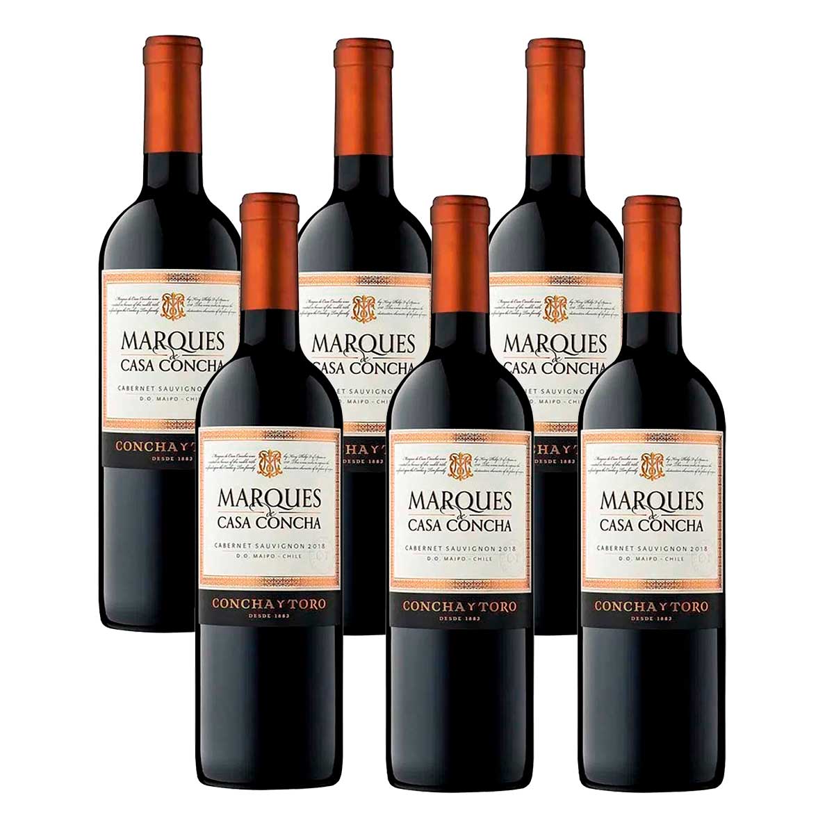 Kit Vinho Tinto Seco Marques de Casa Concha Cabernet Sauvignon Valle del Maipo com 6 unidades de 750 ml