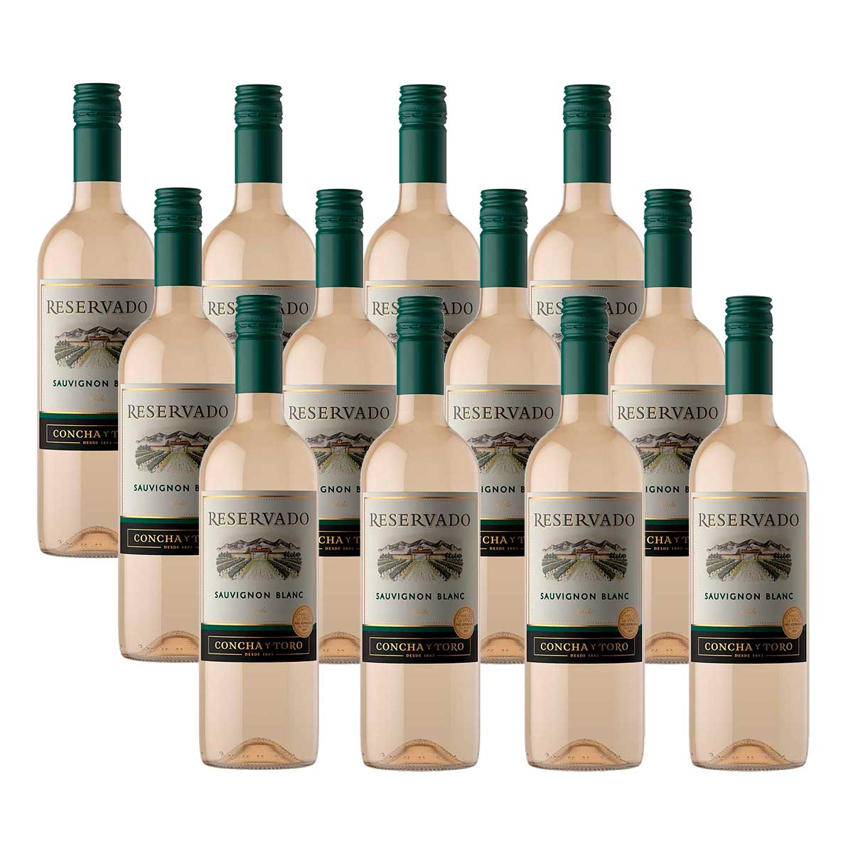 Kit Vinho Branco Chileno Concha Y Toro Reservado Sauvignon Blanc com 12 unidades de 750 ml