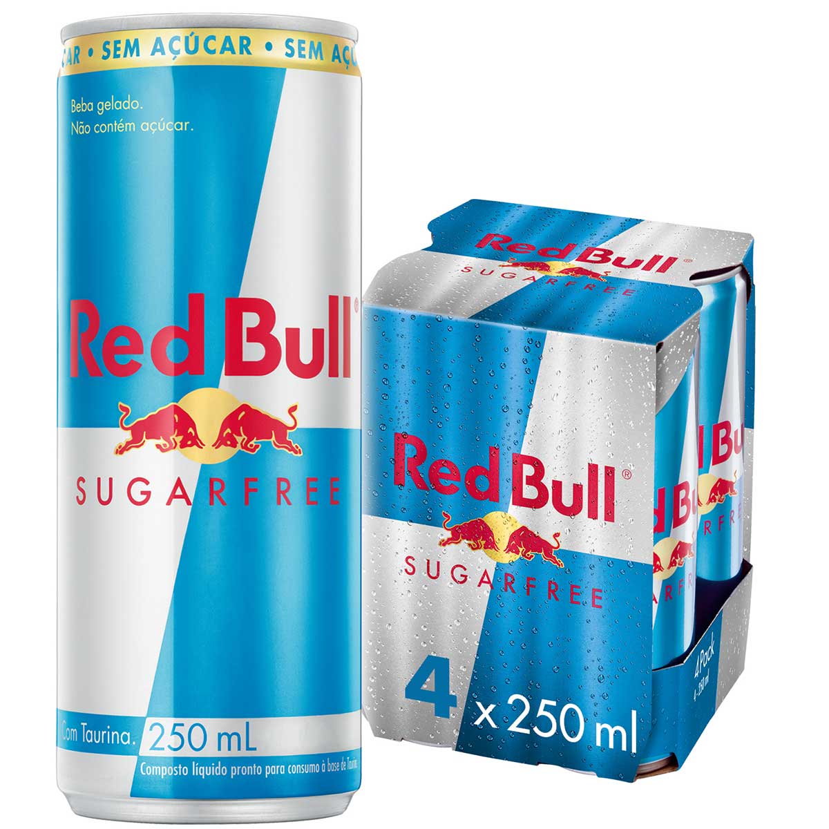 Energético Sem Açúcar Red Bull Energy Drink Sugarfree, 250 ml (4 latas)