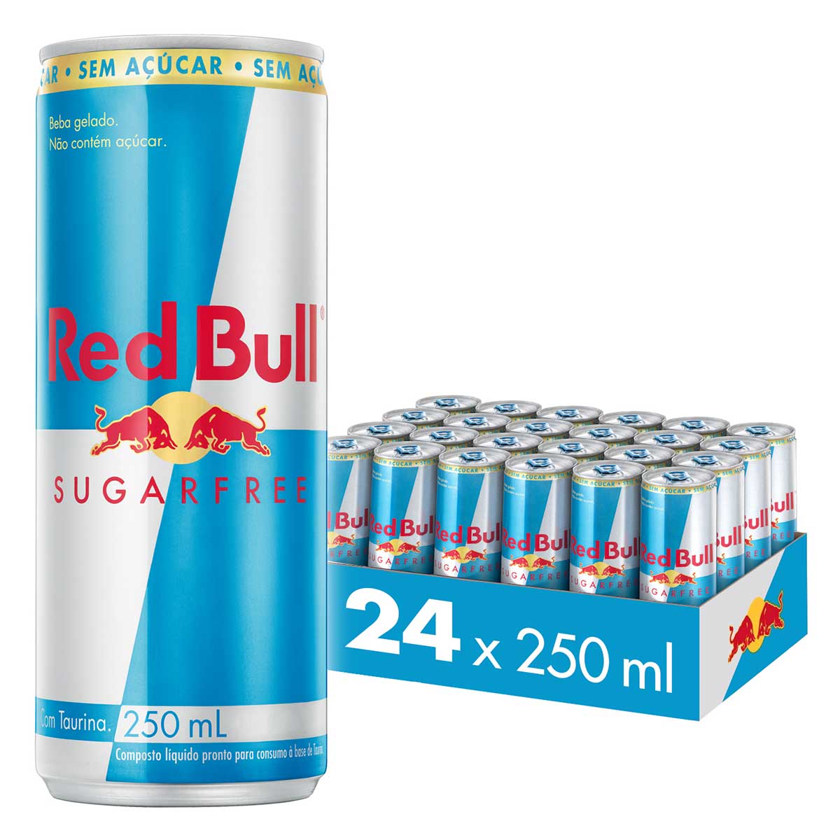 Energético Sem Açúcar Red Bull Energy Drink Sugarfree, 250 ml (24 latas)