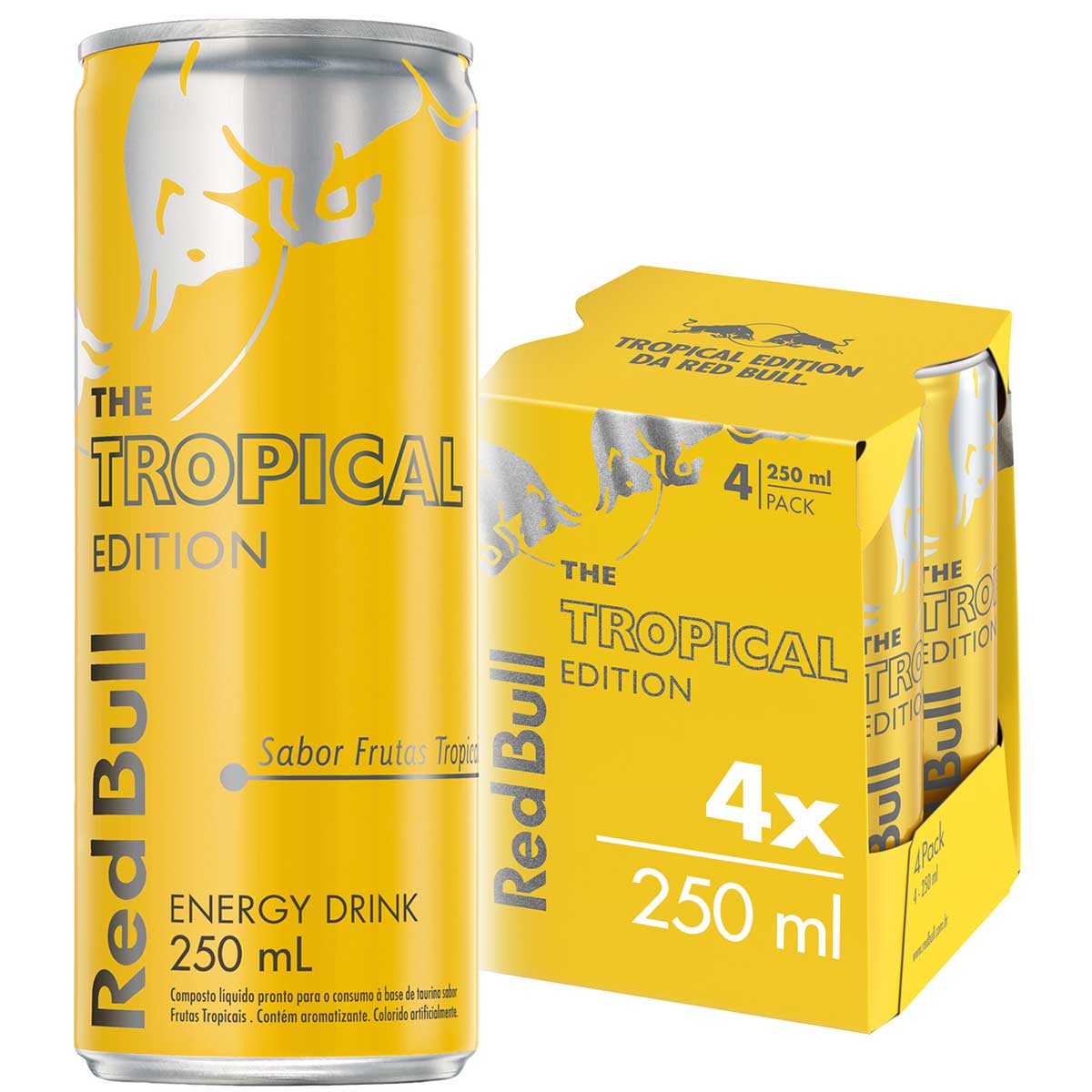 Energético Red Bull Energy Drink, Tropical Edition, 250 ml (4 latas)