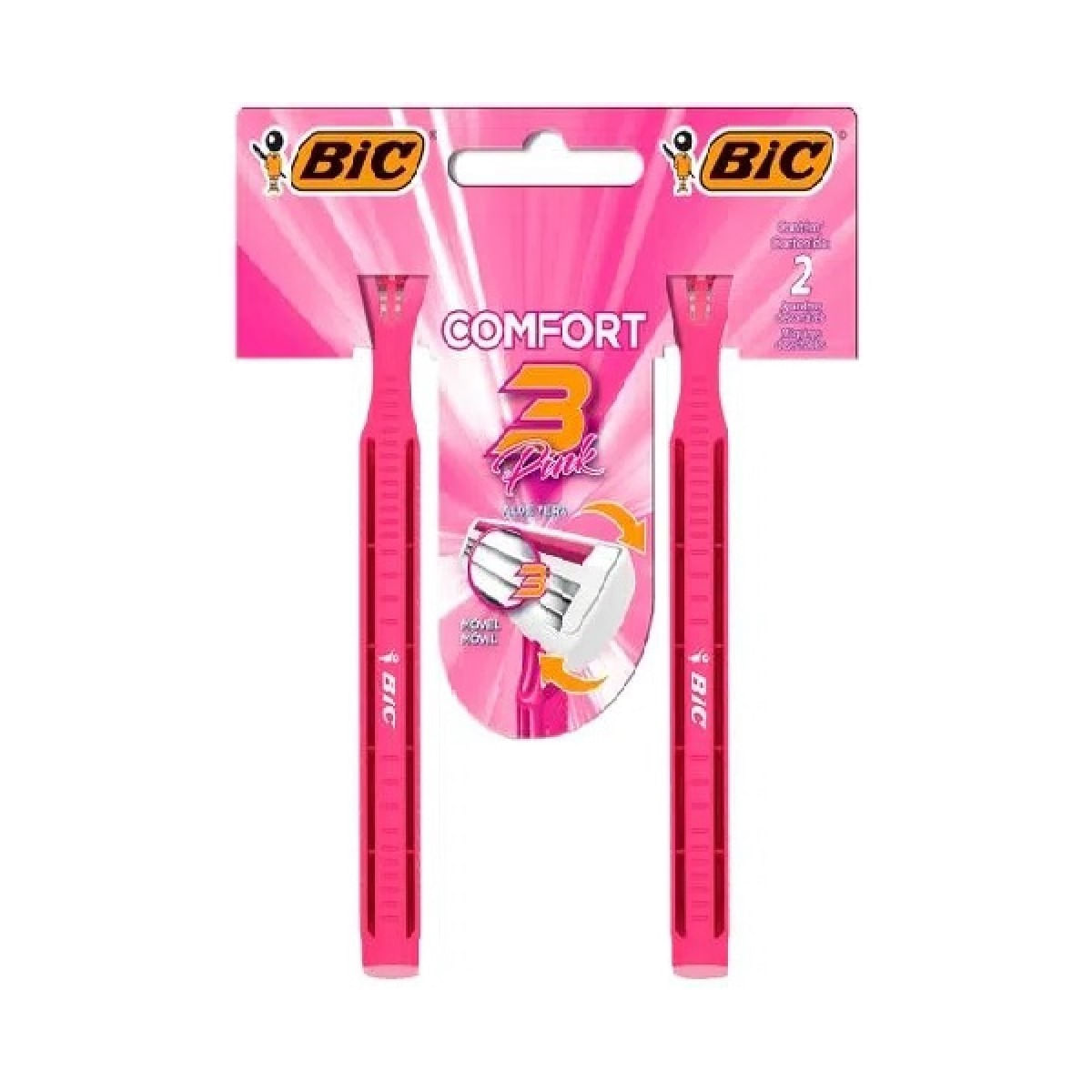 Aparelho de Depilar Descartável Bic Comfort 3 Pink 2 Unidades