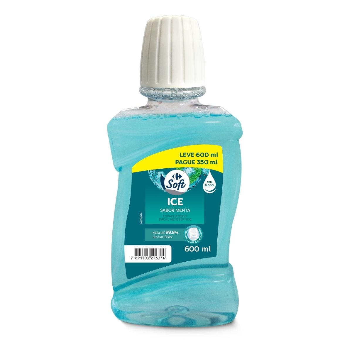 Enxaguatório Bucal Antisséptico Carrefour Soft Menta sem Álcool Leve 600 Pague 350ML