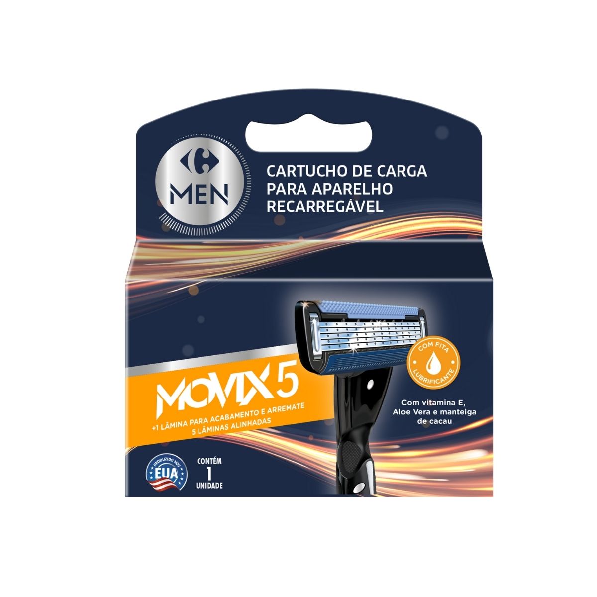 Cartucho de Carga para Aparelho Recarregável Carrefour Men Movix5 5 Lâminas 2 unidades