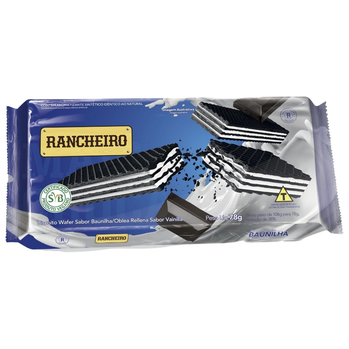 Biscoito  Wafer Sem Lactose Vegano  Rancheiro Baunilha  78 g