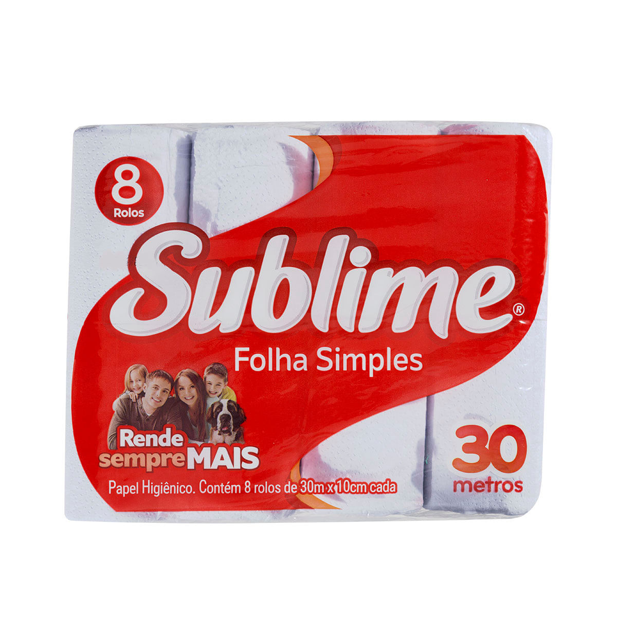 Papel Higiênico Folha Simples 30 Metros Sublime com 8 Unidades