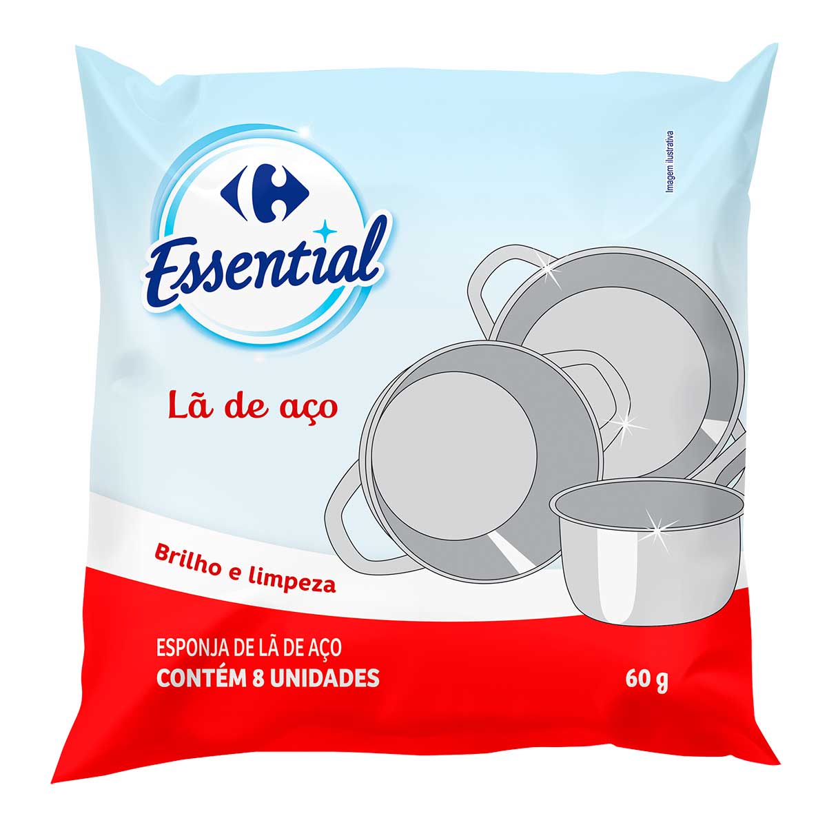 Lã de Aço Carrefour com 8 Unidades 60g