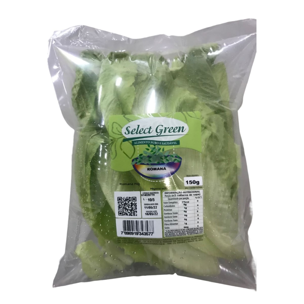 Alface Romana Higienizada Select Green 150 g