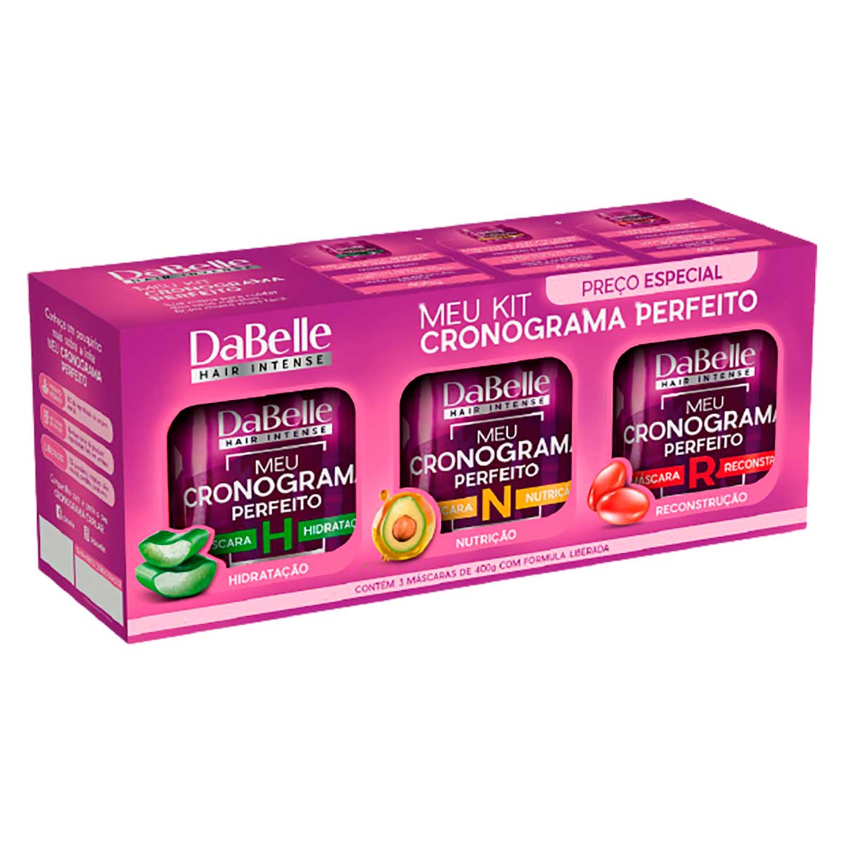 Kit 3 Máscaras de Tratamento Dabelle Meu Crono Perfeito 1.2kg