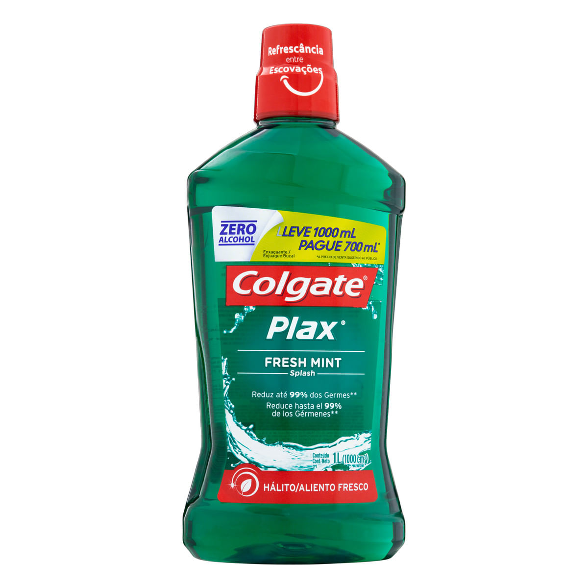 Enxaguante Bucal Anticárie Zero Álcool Fresh Mint Colgate Plax Frasco Leve 1 Pague 700 ml