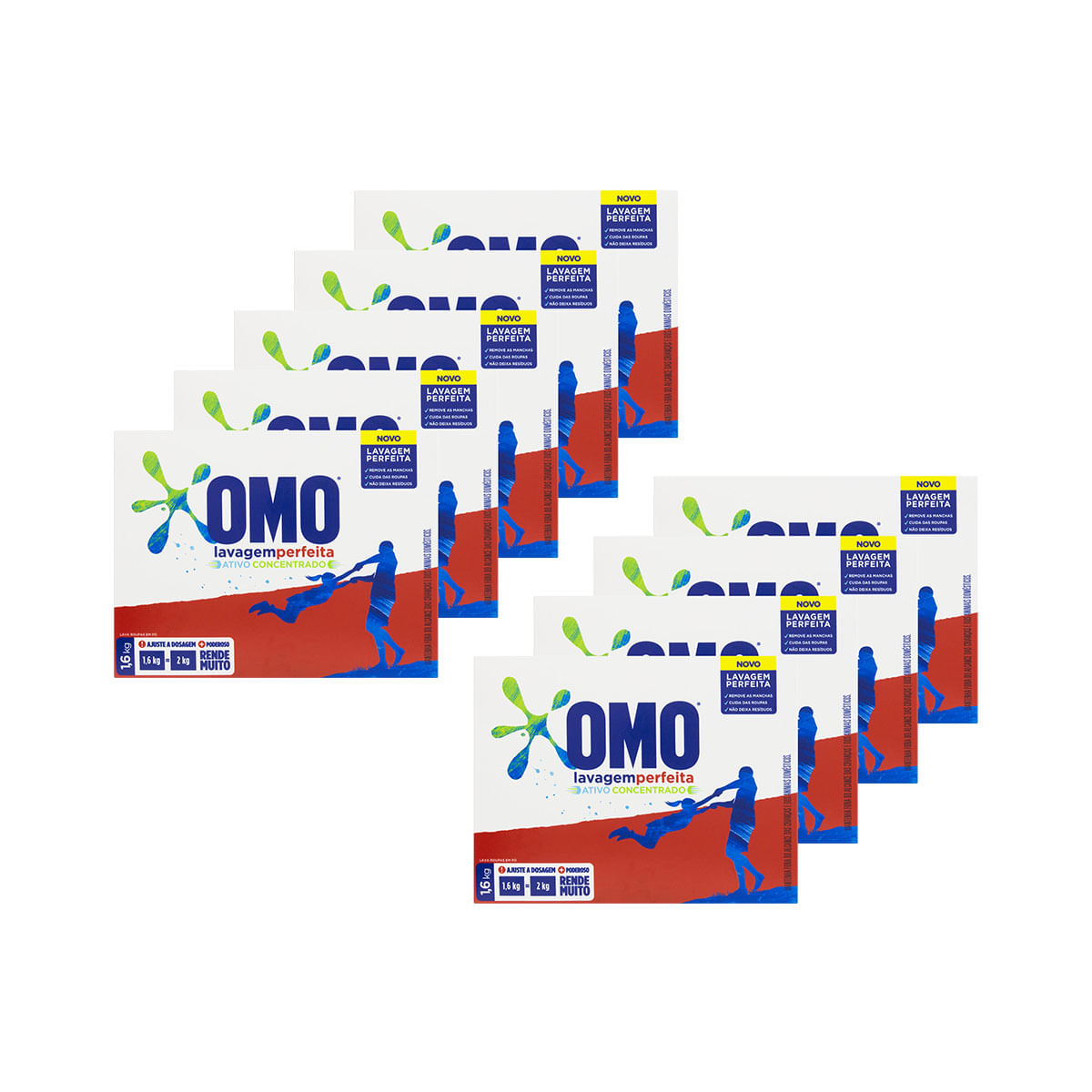 Kit com 9 Lava Roupa Omo Lavagem Perfeita 1,6Kg