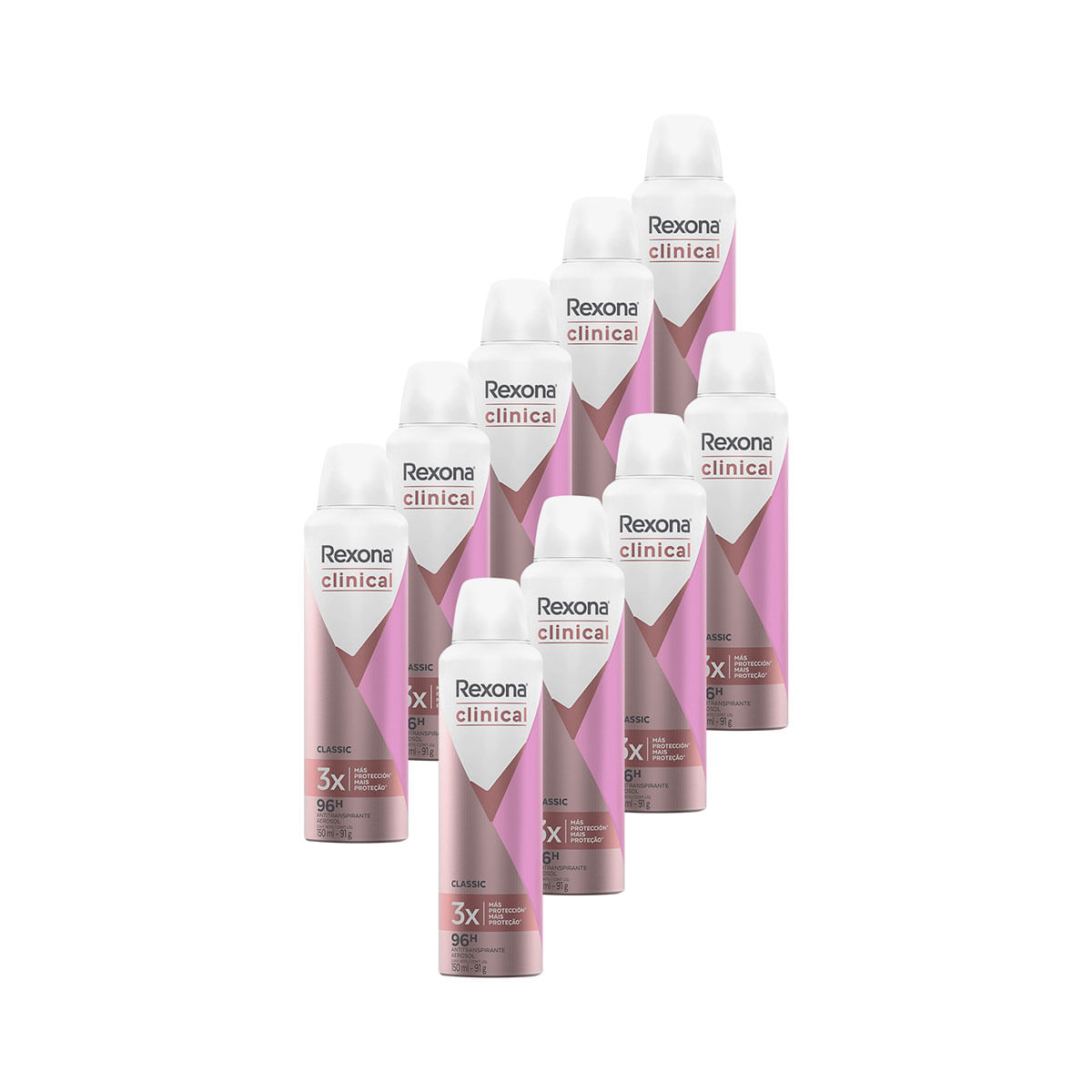 Kit com 9 Desodorantes Rexona Clinical Classic Feminino