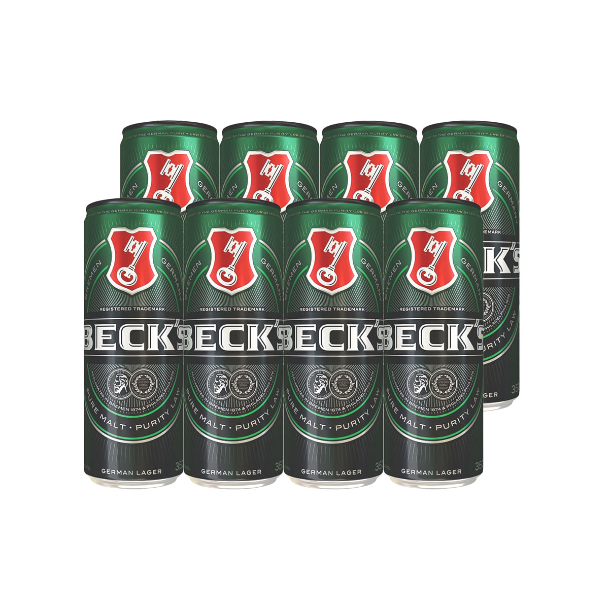 Cerveja Lager Becks Sleek lata 350ml - 8 Unidades