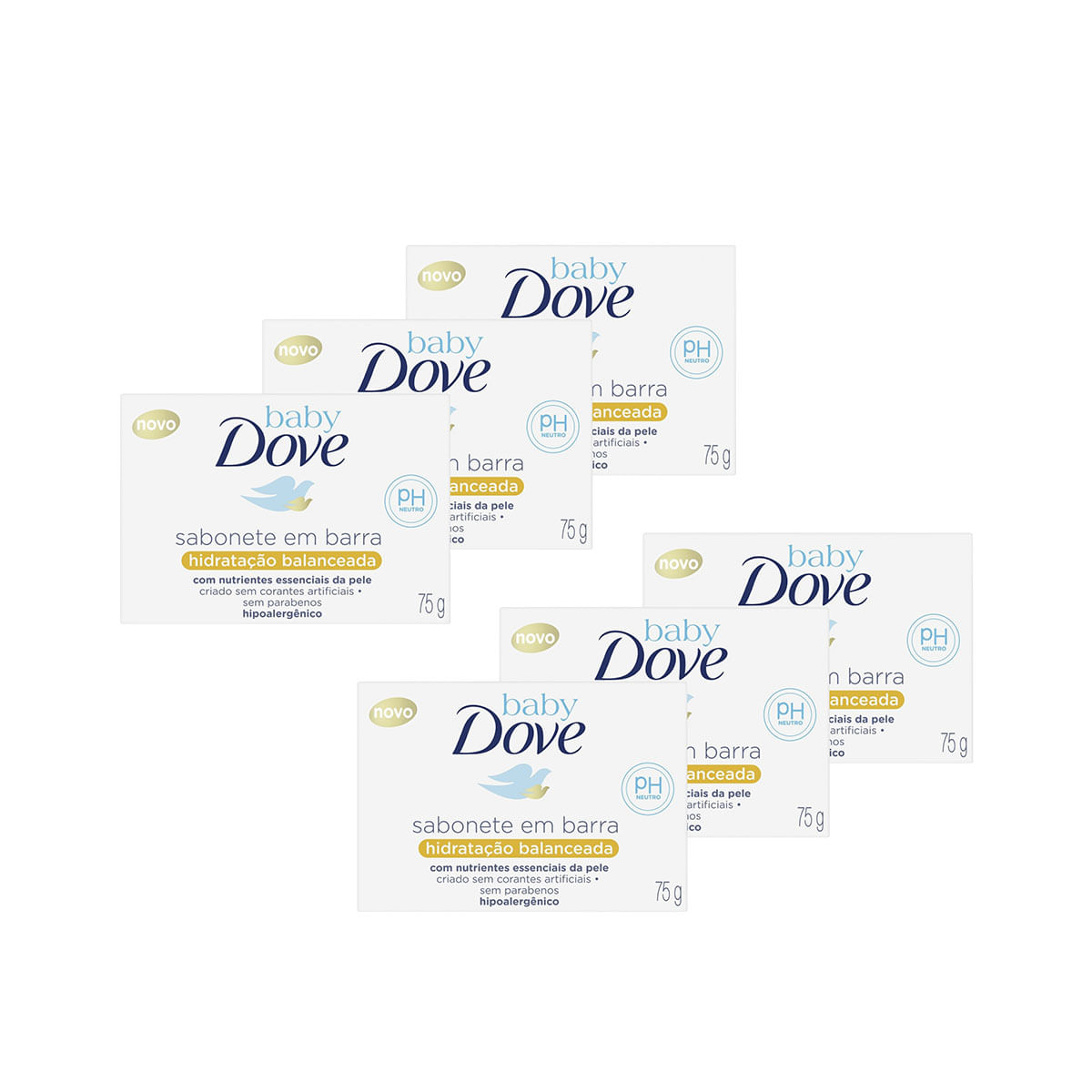 Kit Sabonete em Barra Infantil Dove Baby Hidratação Balanceada 75g cada 6 Unidades